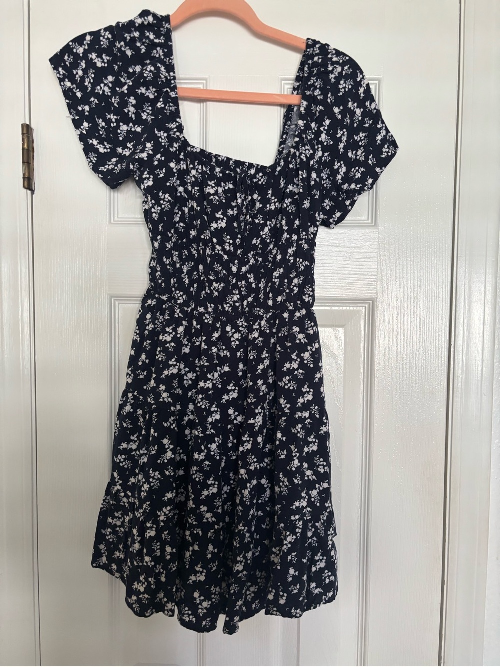 Hollister Navy Blue Floral Square-Neck Dress